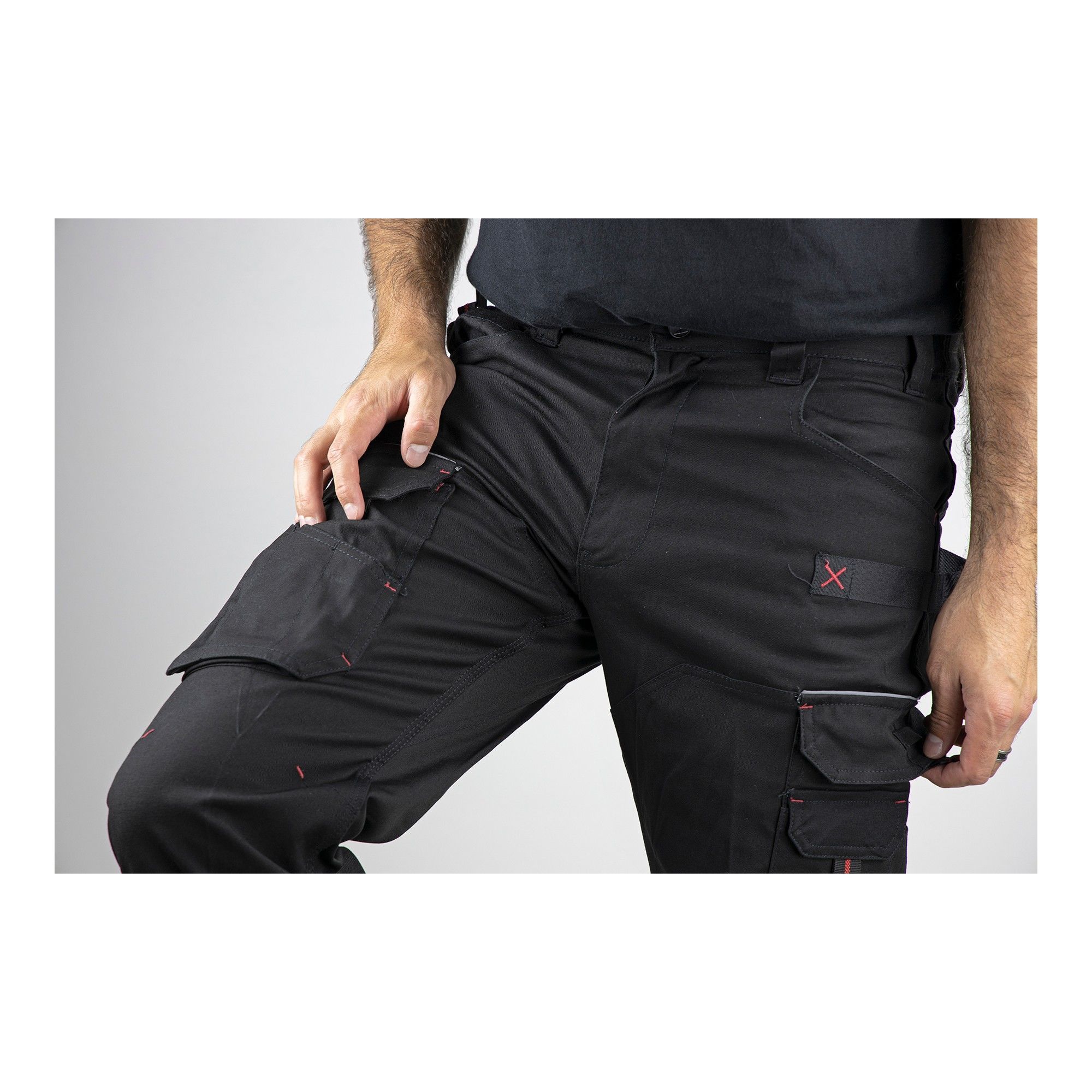 Trousers - Basalte - in Stretch Canvas Fabric - Size 30 - Black