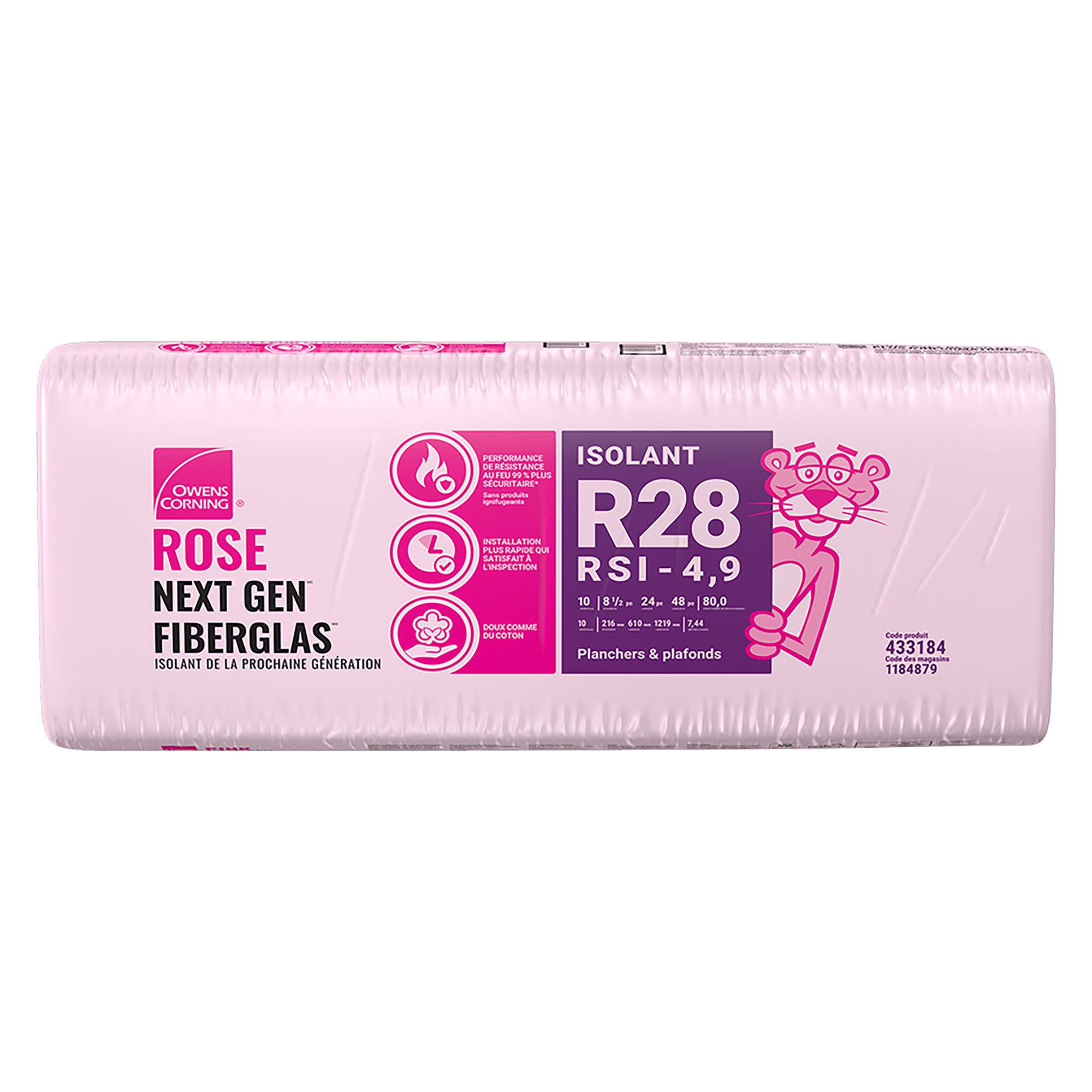 R-28 Pink Next Gen Fiberglas Insulation - 24 x 48 x 8 1/2 - Covers 80  sq. ft