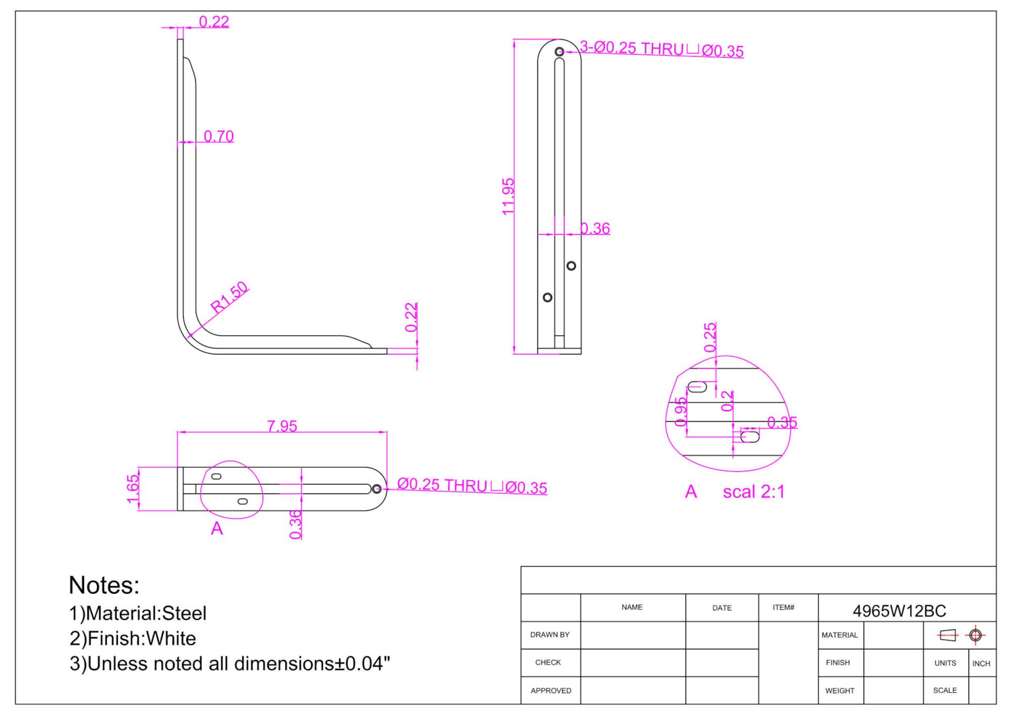 Heavy Duty Shelf Bracket White 12 From ONWARD HARDWARE BMR   047 5851 005 1 