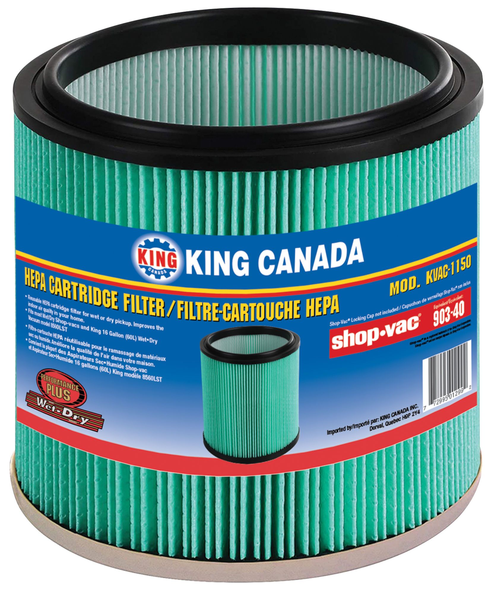 Ensemble sac de poussière haute efficacité 3 mcx pour aspirateur 5 gallons  de King Canada