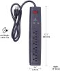 6-Outlet Surge Protector Power Strip +  2 USB Ports, 3'