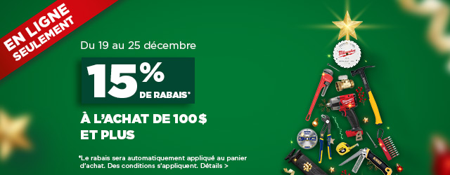 15% de rabais à l’achat de 100$ et plus sur BMR.ca