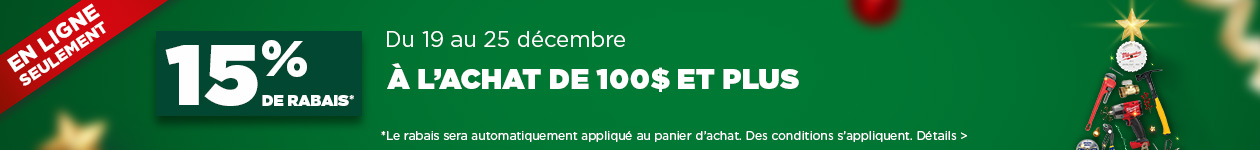 15% de rabais à l’achat de 100$ et plus sur BMR.ca